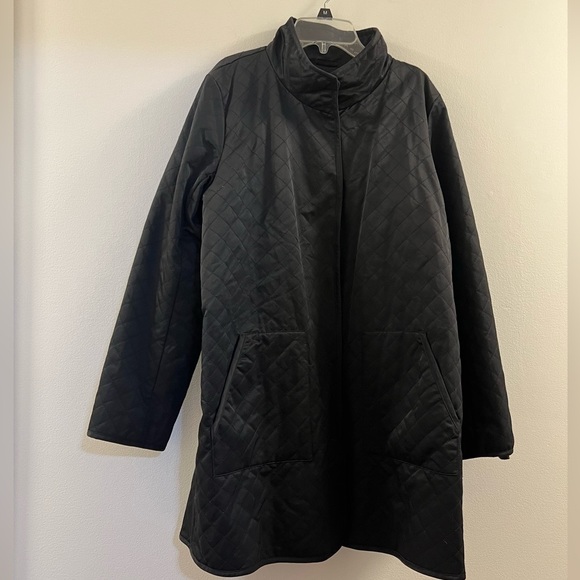 Eileen Fisher Quilted Long Jacket W/ Fleece Lining kk - Picture 3 of 16